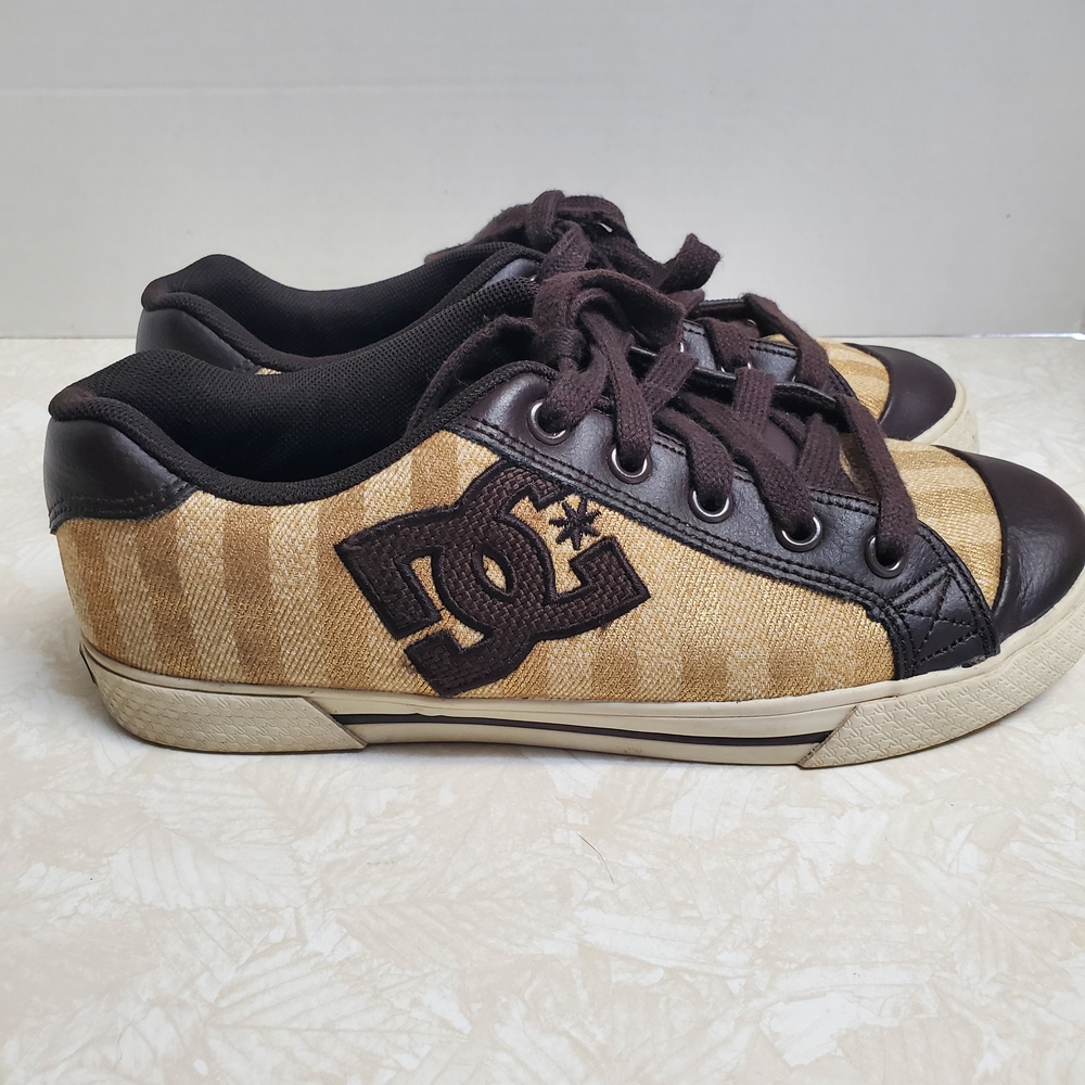 DC Tan and Brown Athletic Shoes with Classic Skate Design